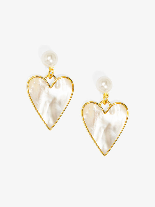 Sea Light Heart Mother Of Pearl Drop Earring
