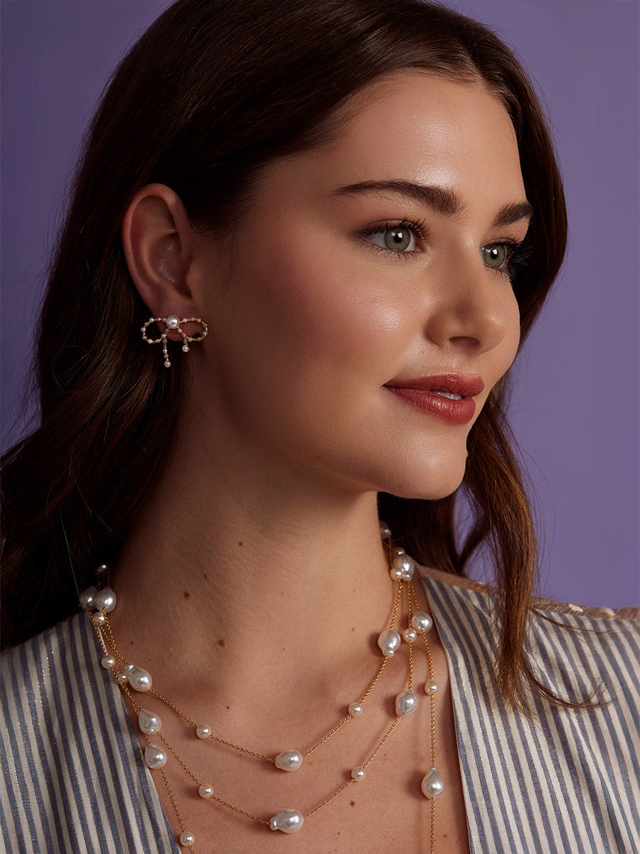 Crystal Bow Stud Earring