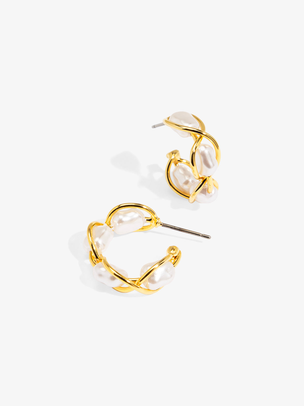 Baroque Pearl Wrapped Hoop Earring