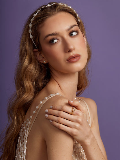 Braided Pearl Trim Headband