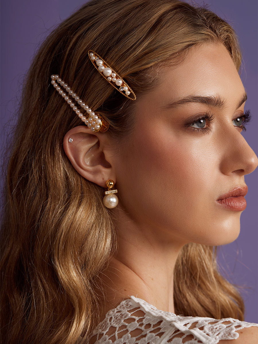 Double Row Pearl Bar Hair Clip