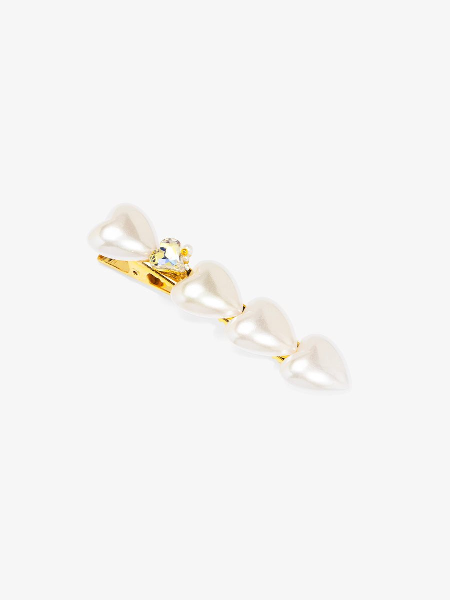 Heart Pearl Crystal Hair Clip