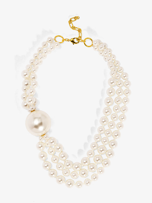 Collar Necklace with Oversized Pearl
