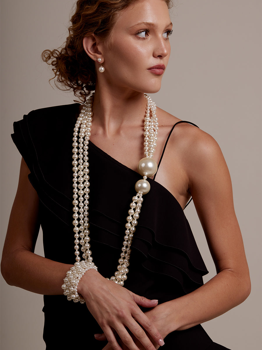 Long Necklace with Oversized Pearls