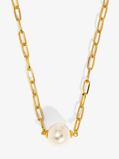 Pearl Charm Link Collar Necklace