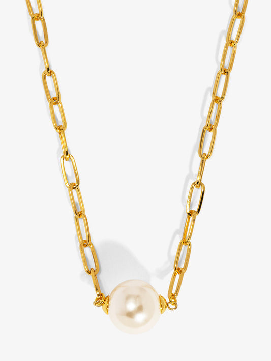 Pearl Charm Link Collar Necklace