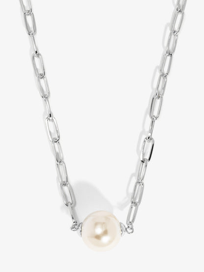 Pearl Charm Link Collar Necklace