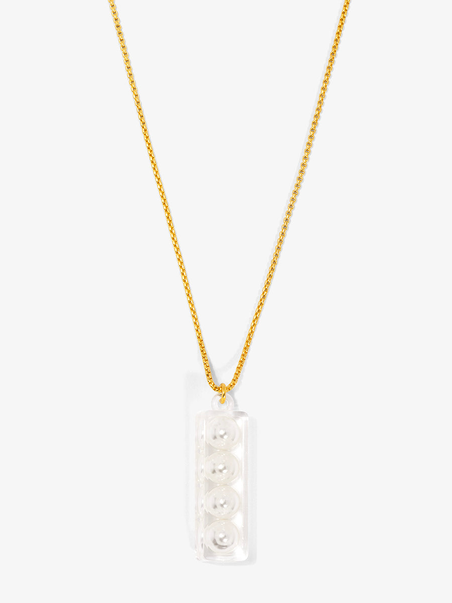 Lucite Pearl Bar Necklace