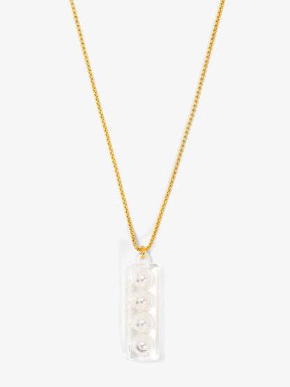 Lucite Pearl Bar Necklace