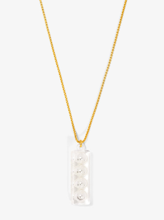 Lucite Pearl Bar Necklace