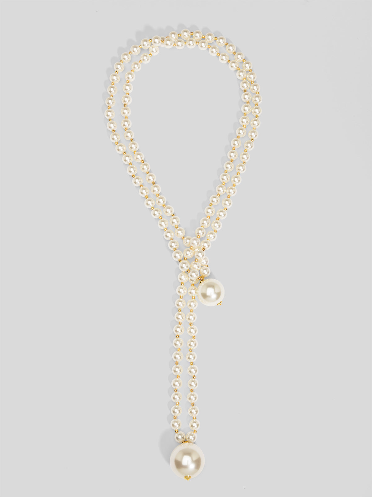 Double Pearl Long Necklace