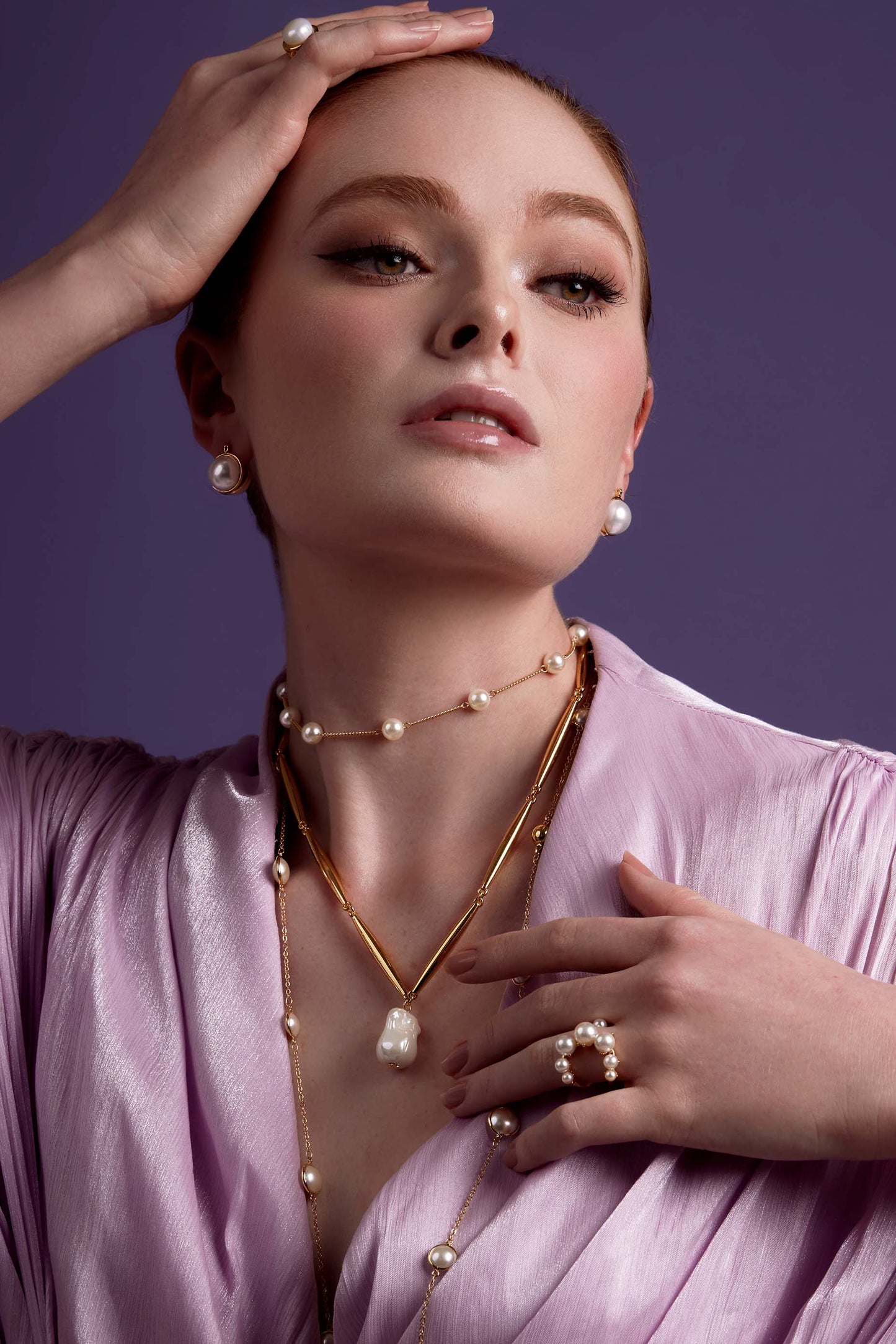 2 in 1 Pearl Lariat Collar Necklace