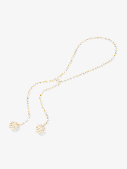 Clustered Pearl Lariat Long Necklace