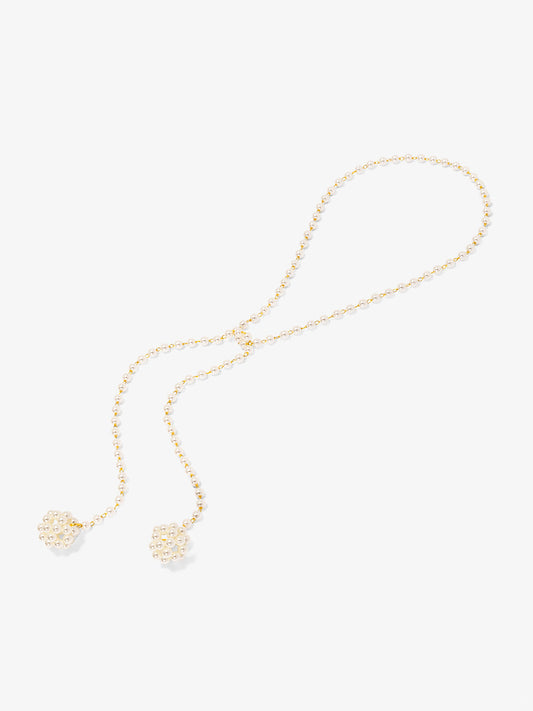 Clustered Pearl Lariat Long Necklace