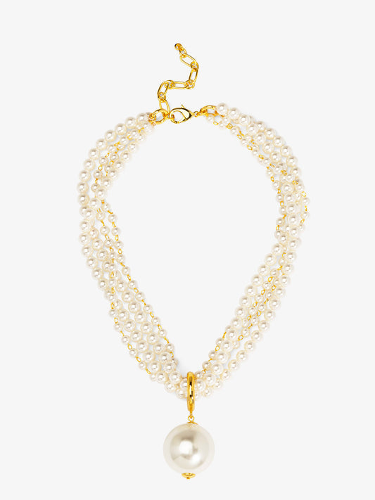 Multistrand Pearl Pendant Short Necklace