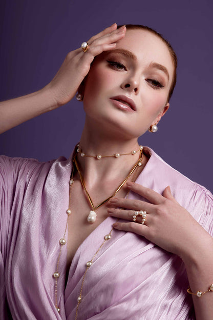 Baroque Pearl Pendant Short Necklace