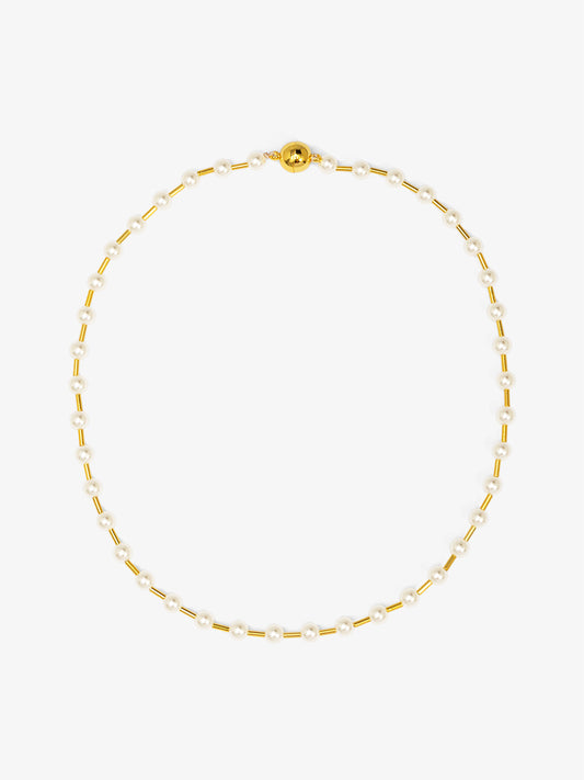 Pearl Bead Magnet Short Necklace