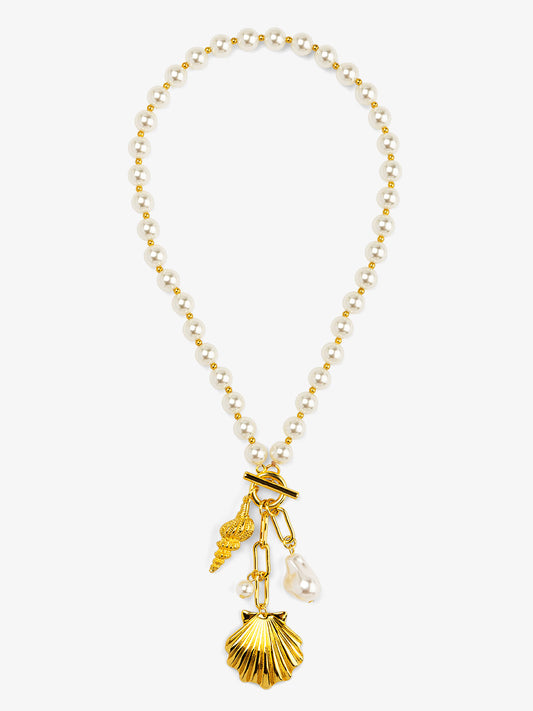 Pearl Sea Charm Lariat Necklace