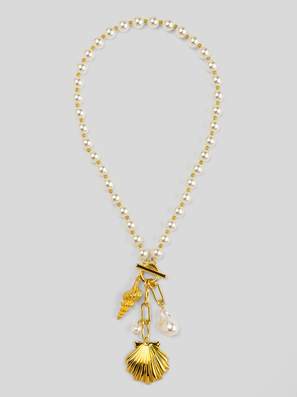 Pearl Sea Charm Lariat Necklace