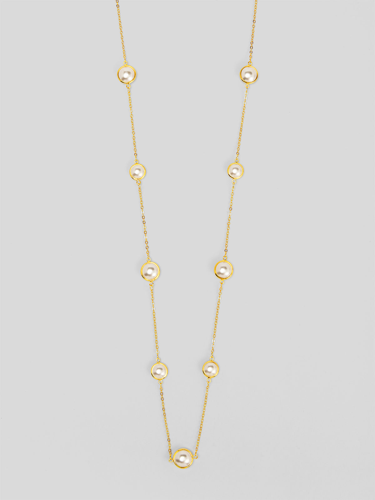 Half Pearl and Chain Magnet Long Necklace