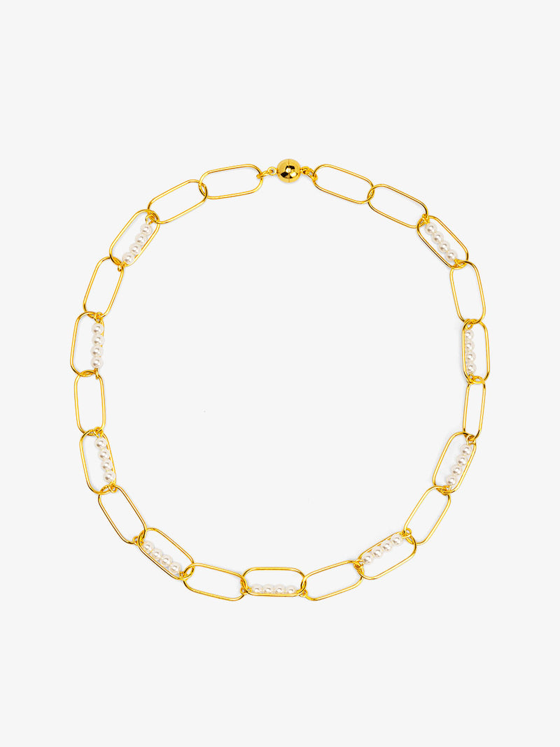 Linear Pearl Chain Short Necklace