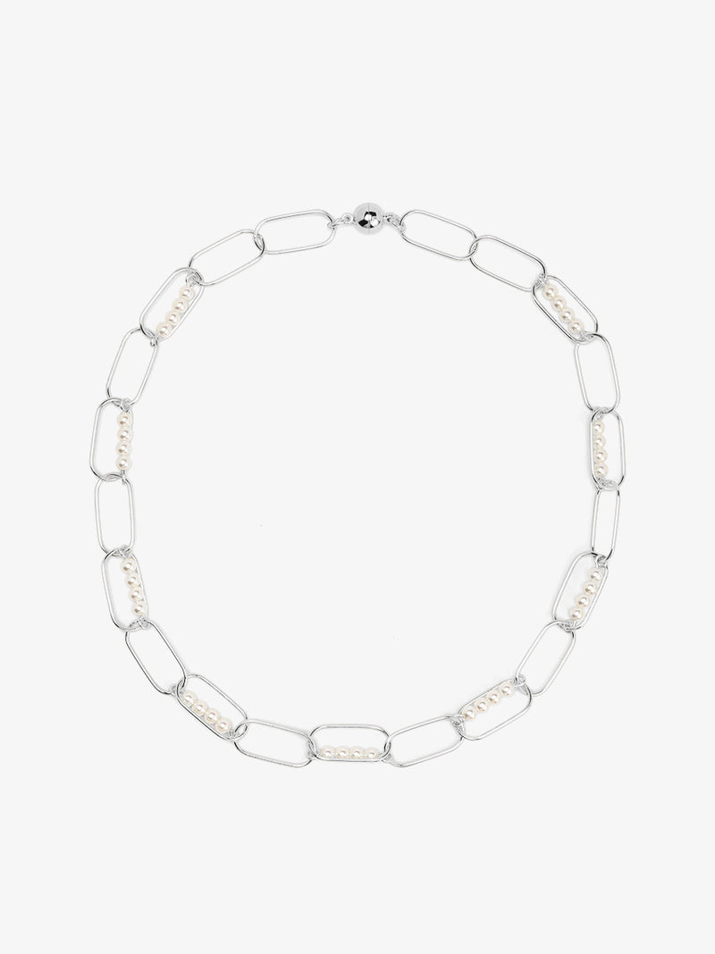 Linear Pearl Chain Short Necklace