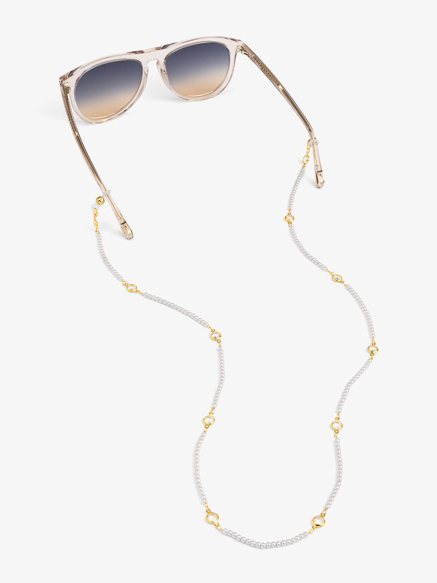 Micro Pearl Beaded and Crystal Glass Chain