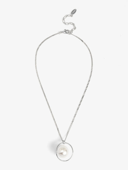 Encircled Pearl Charm Pendant Necklace