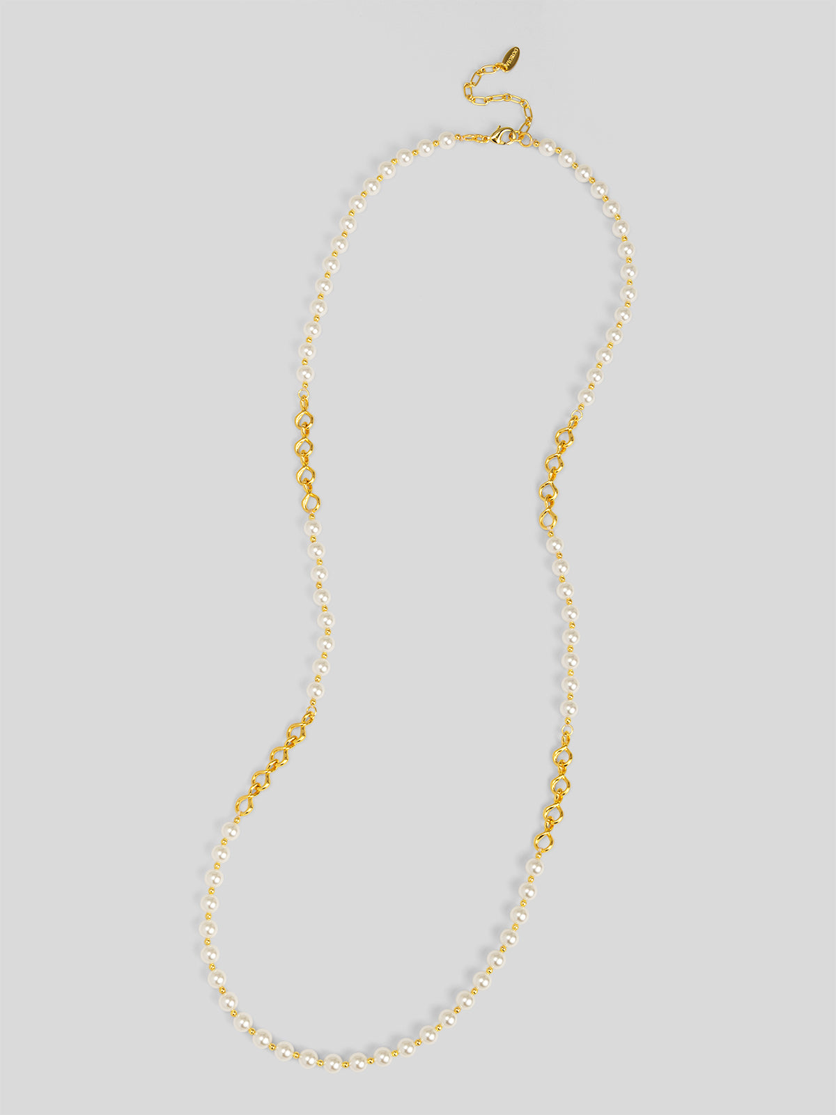 Twisted Link Pearl Long Necklace