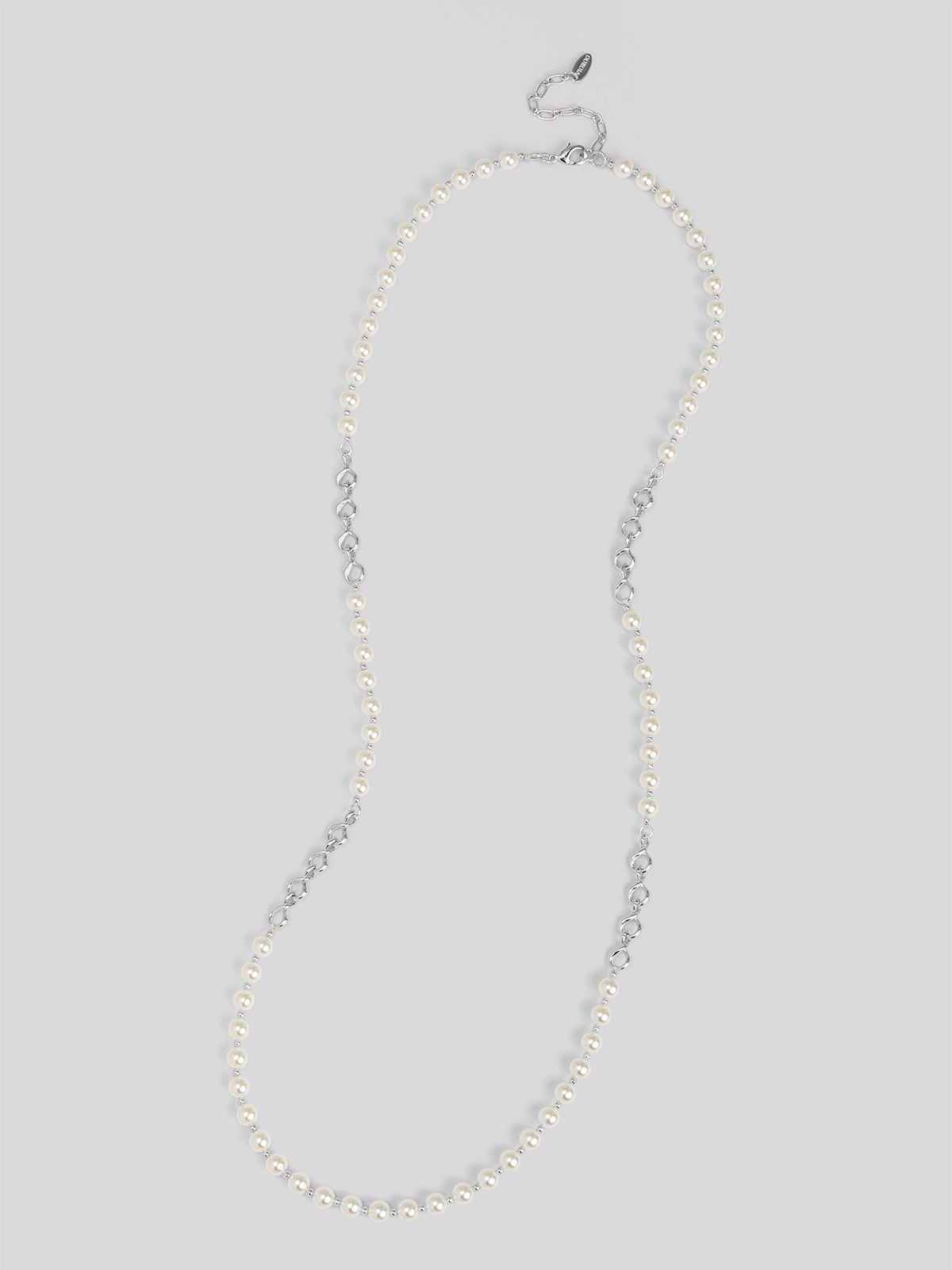 Twisted Link Pearl Long Necklace