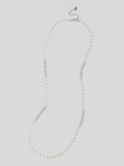 Twisted Link Pearl Long Necklace