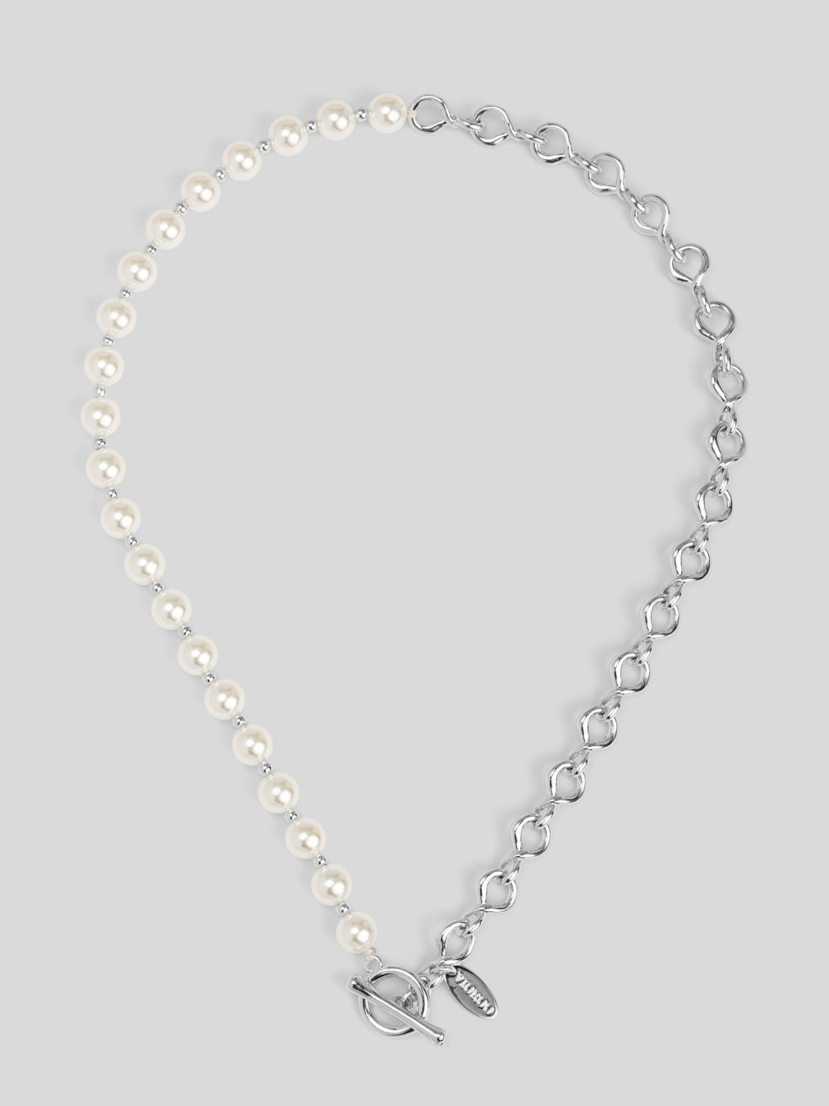 Twisted Link Pearl Toggle Necklace