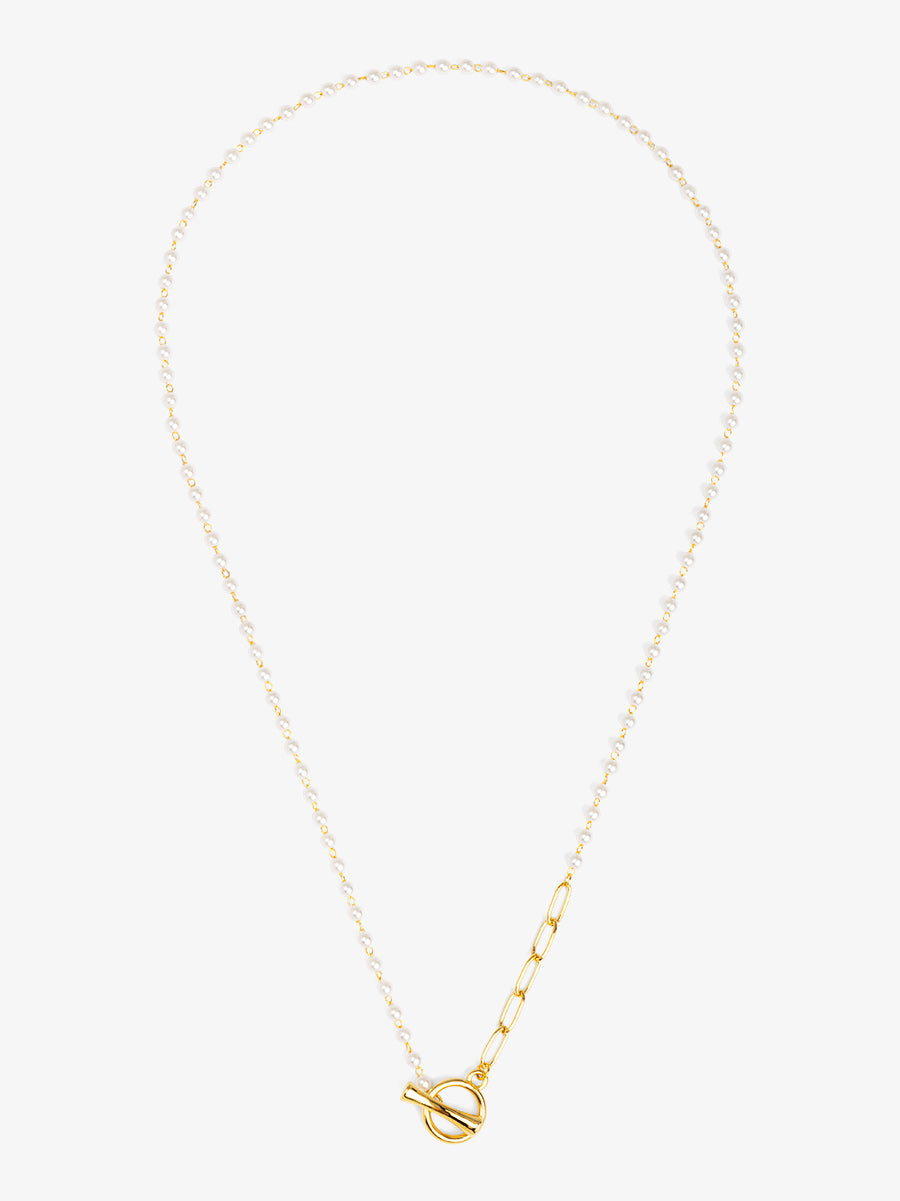 Petite Pearl Link Toggle Necklace