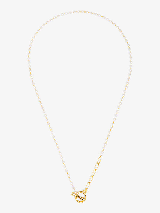 Petite Pearl Link Toggle Necklace