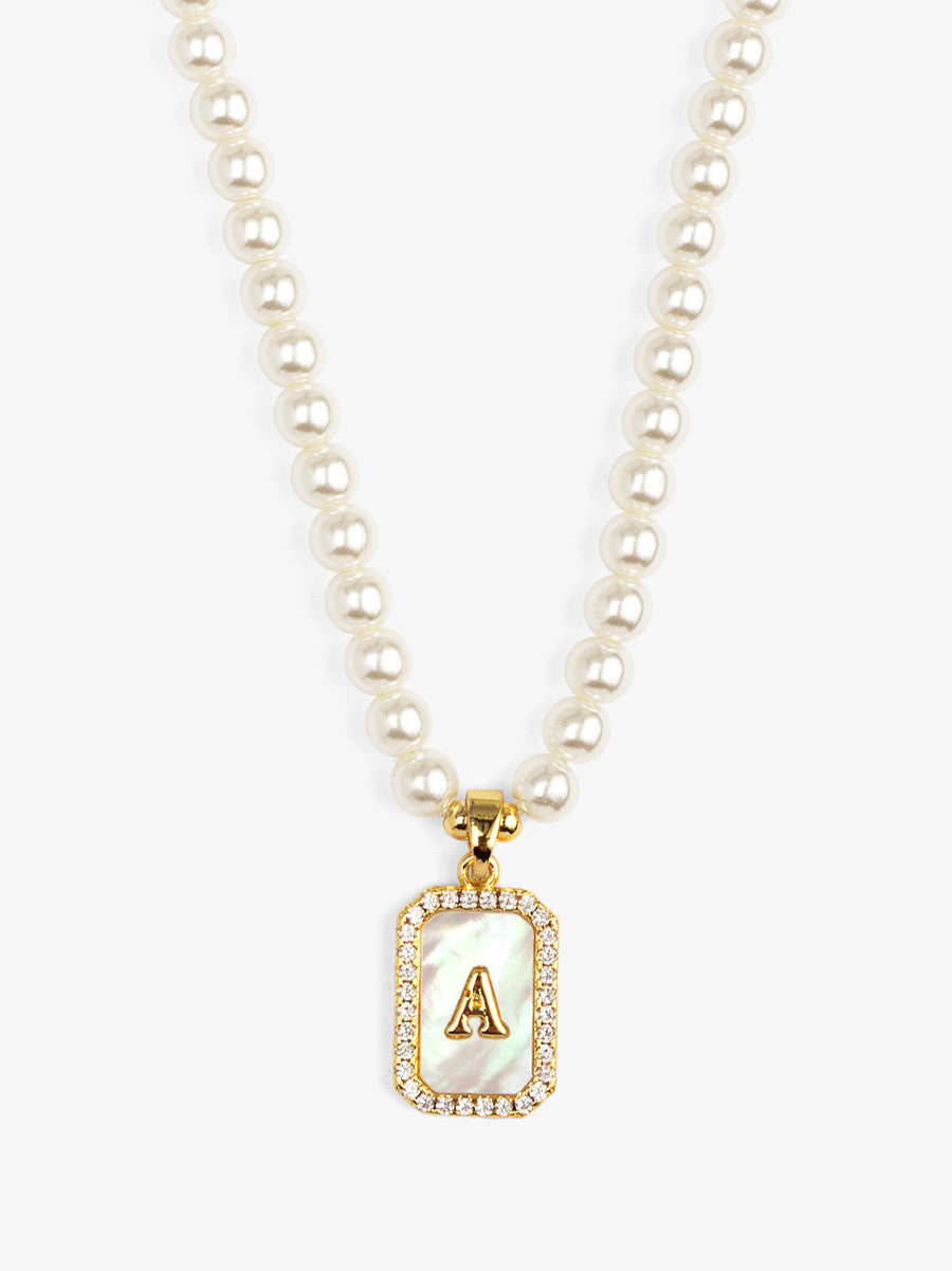 Pearl Initial Pendant Short Necklace