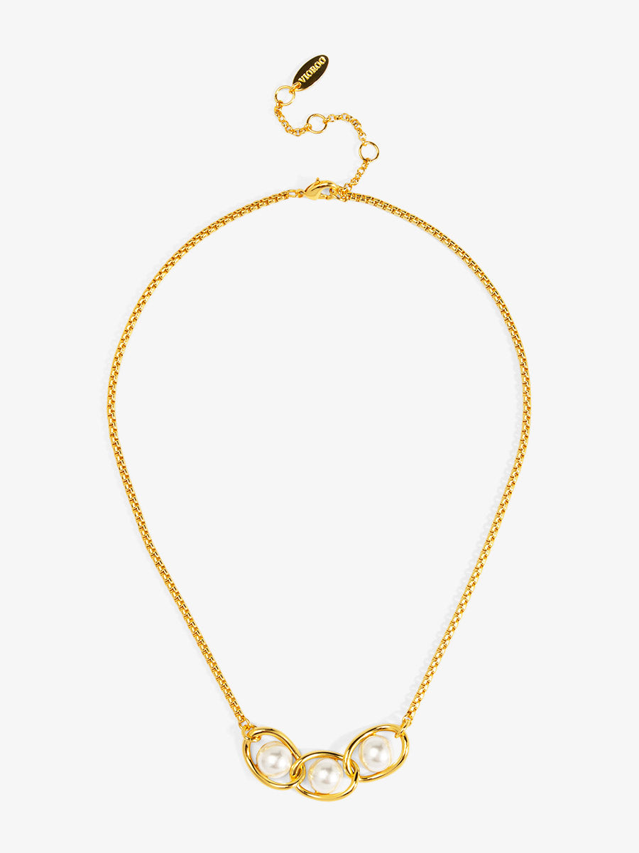 Twisted Orbit Pearl Necklace
