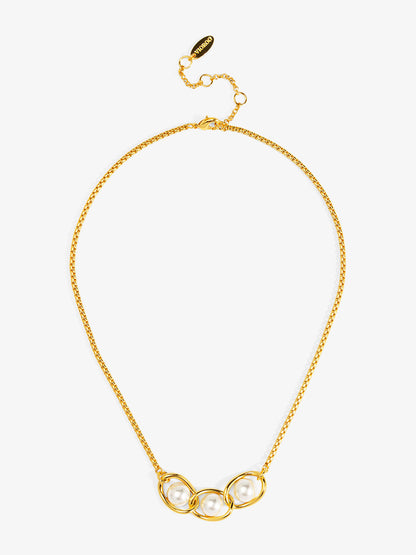 Twisted Orbit Pearl Necklace
