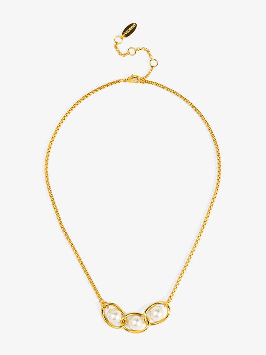 Twisted Orbit Pearl Necklace