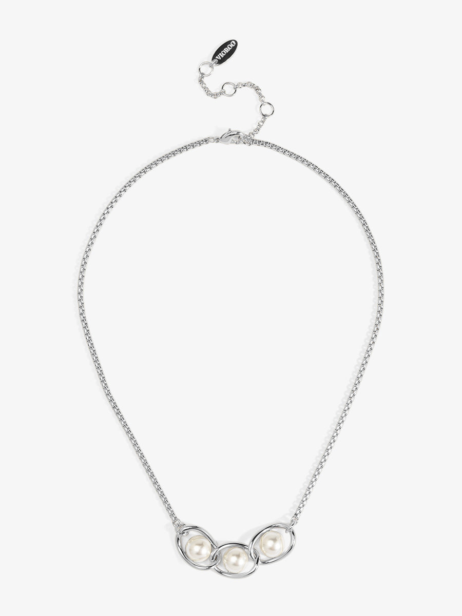 Twisted Orbit Pearl Necklace