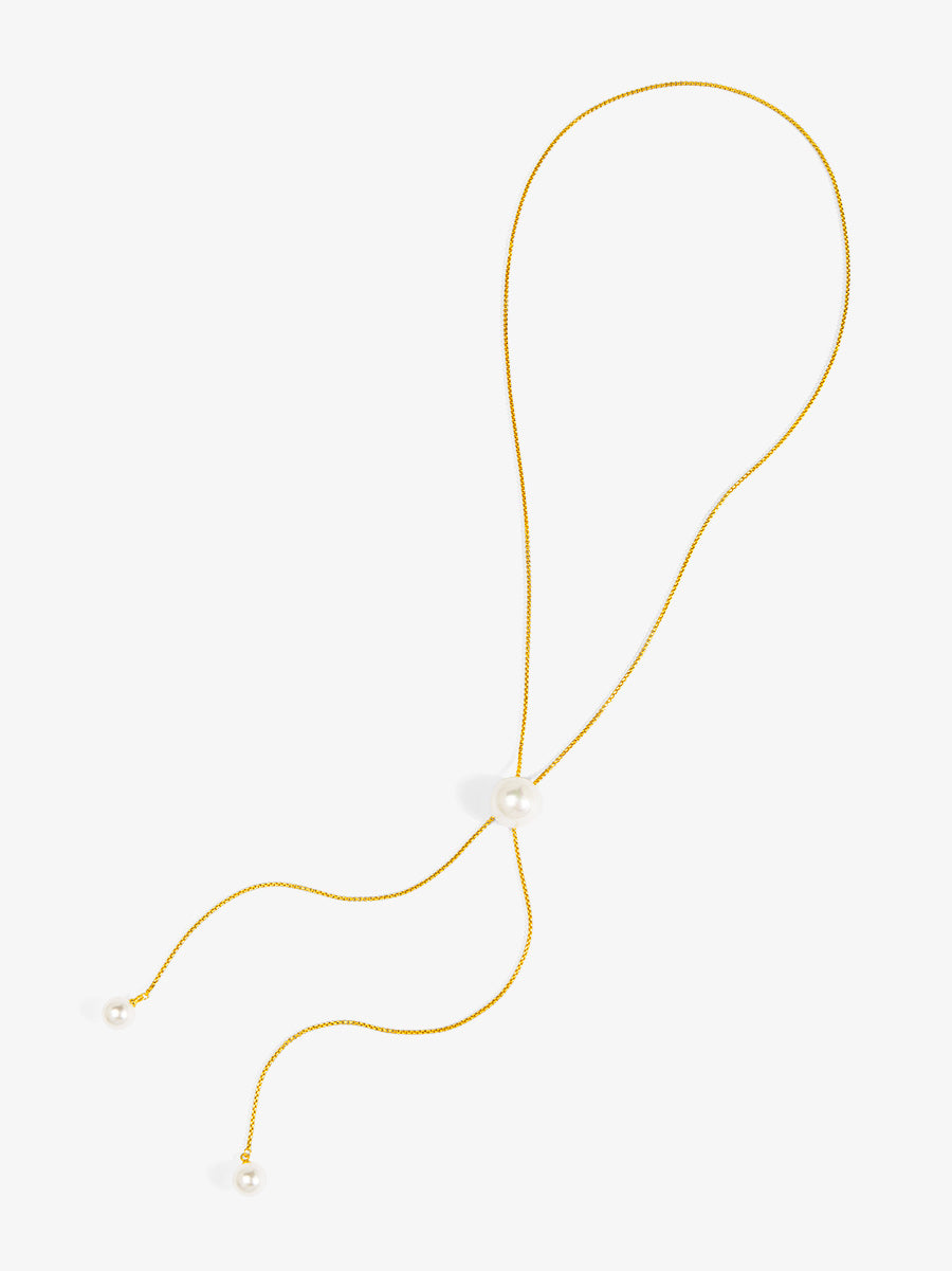 Pearl Slider Lariat Necklace
