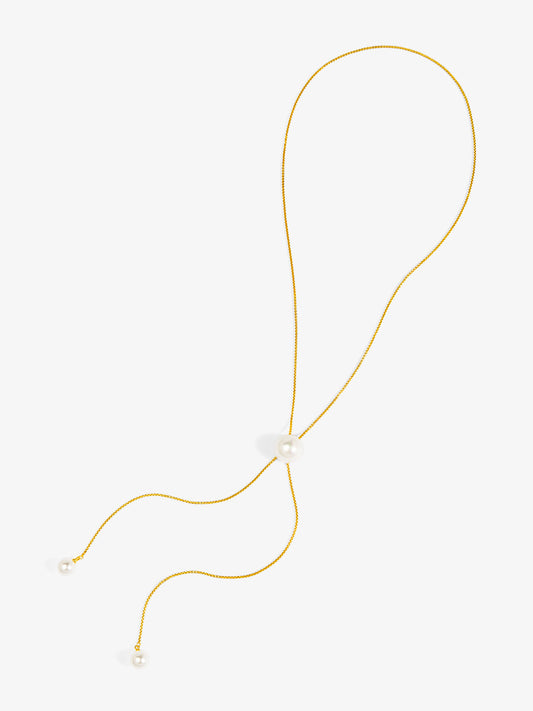 Pearl Slider Lariat Necklace