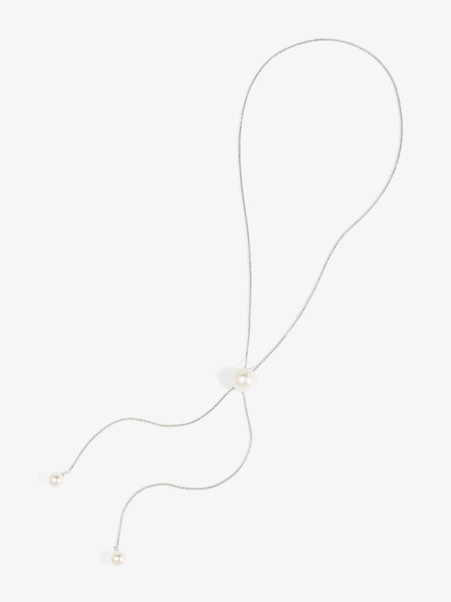 Pearl Slider Lariat Necklace