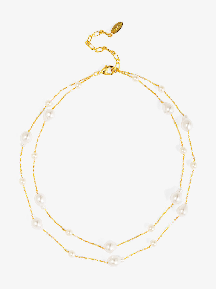 Baroque Duo Chain Layered Necklace