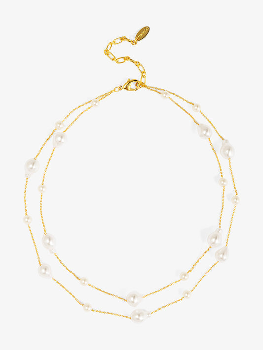 Baroque Duo Chain Layered Necklace