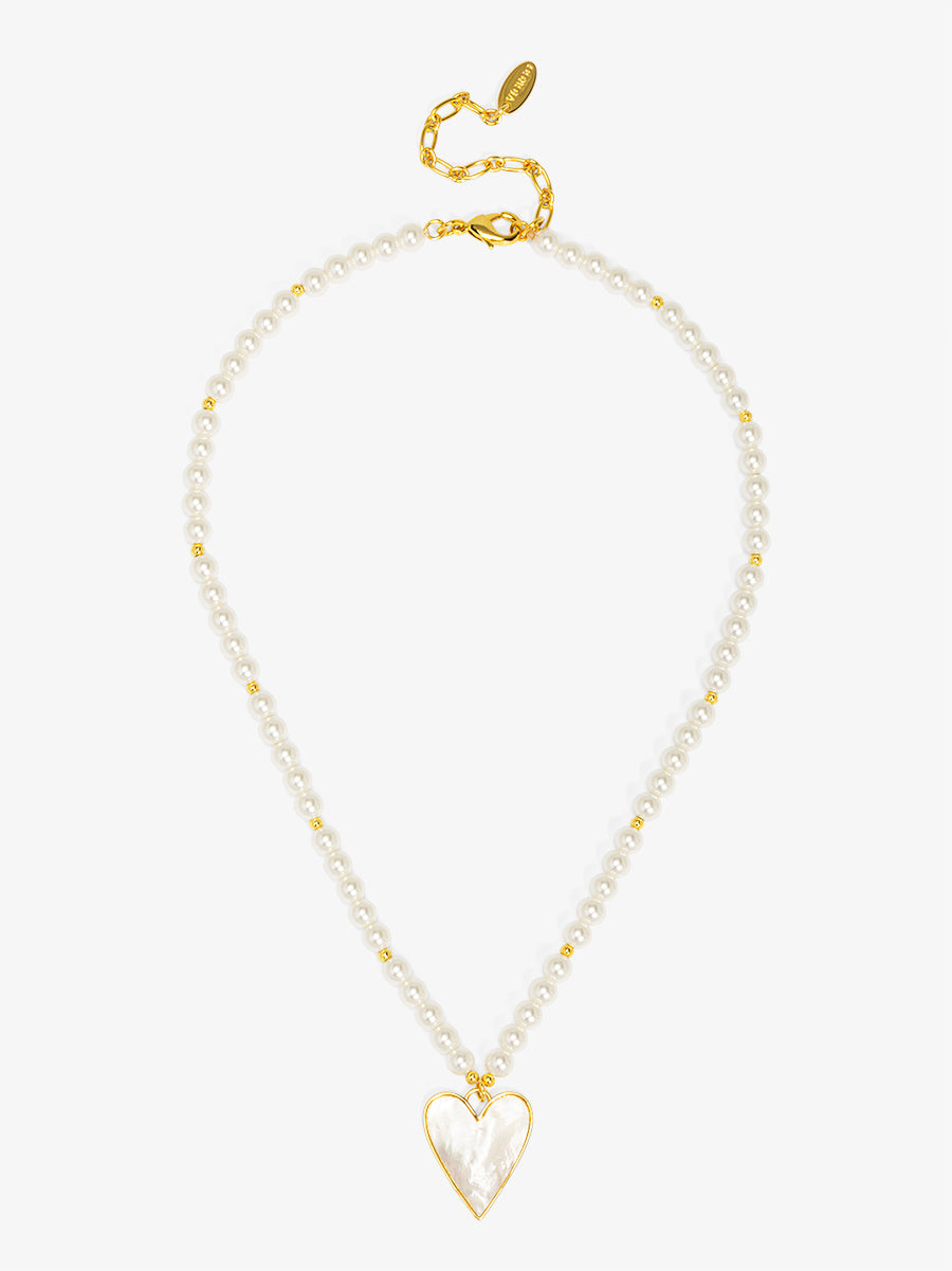 Sea Light Heart Mother Of Pearl Pendant Necklace