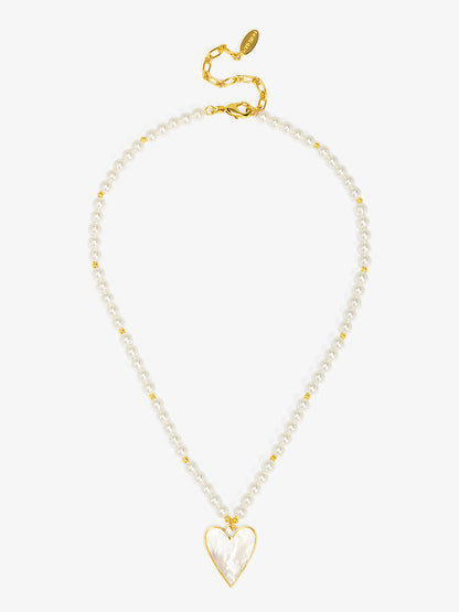 Sea Light Heart Mother Of Pearl Pendant Necklace