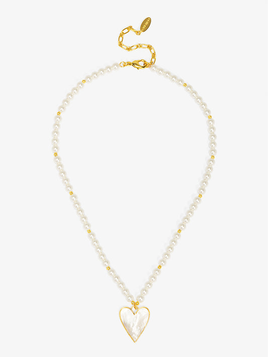 Sea Light Heart Mother Of Pearl Pendant Necklace
