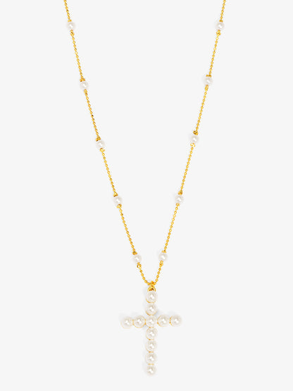 Pearl Cross Pendant Necklace