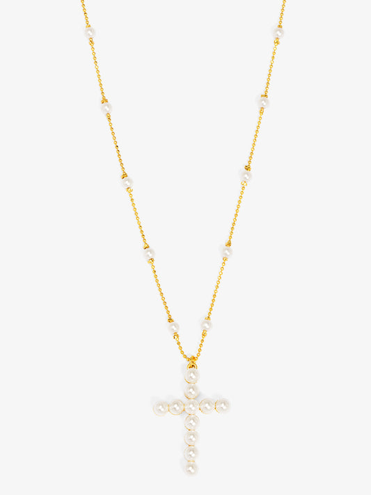 Pearl Cross Pendant Necklace