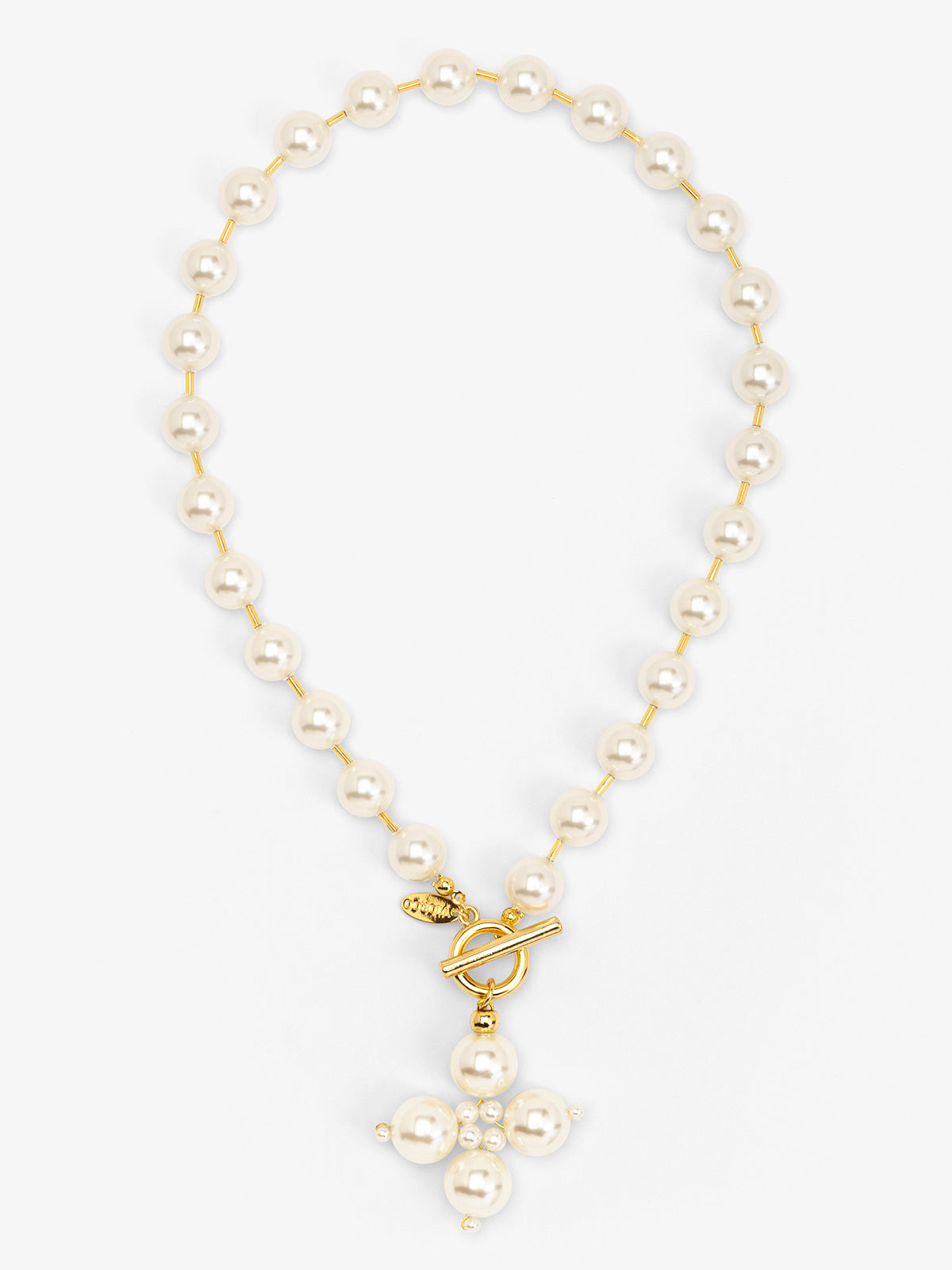 Pearl Cross Toggle Necklace